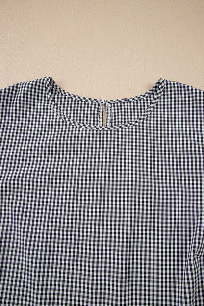 Wren Plaid Bow Bell Sleeve Top