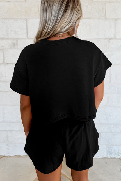 Blossom 2pcs Cropped Tee and Ruffle High Waist Skort Set