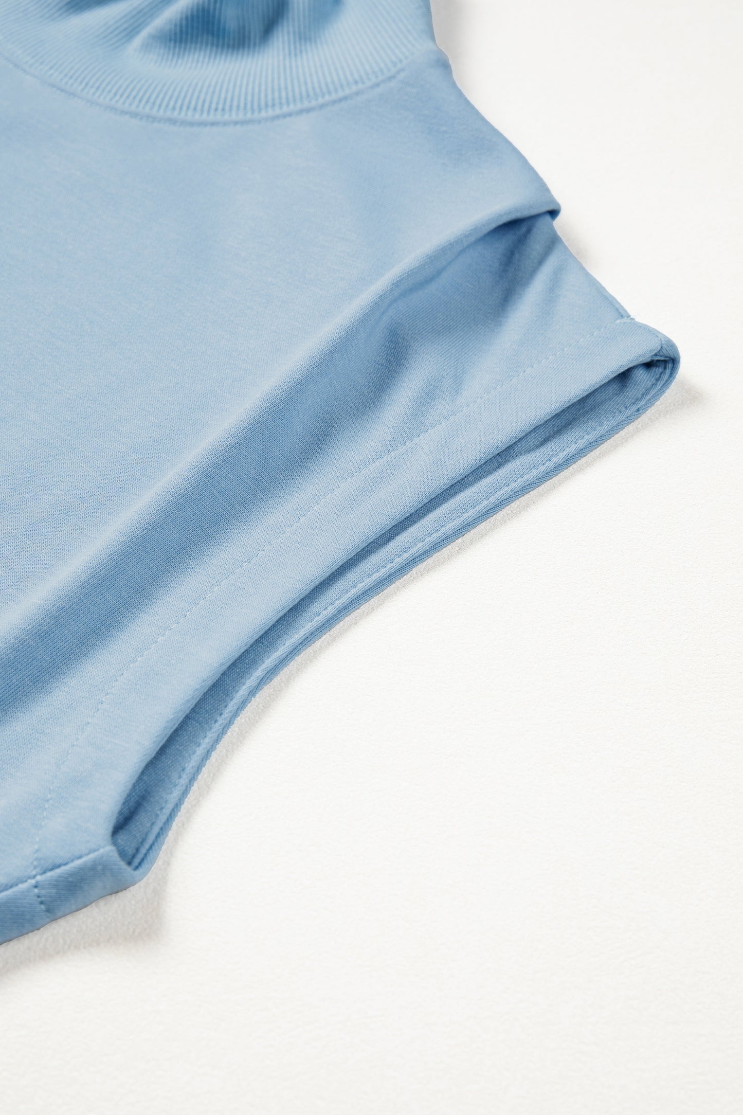 Light Grey Solid Color High Neck Cap Sleeve Loose Top