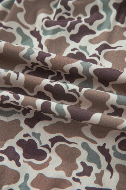 Khaki Camouflage Print Ruffle Boxer Shorts