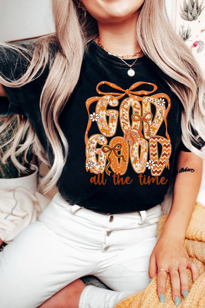 Black GOD IS GOOD Fall Theme Print Custom Graphic Tee