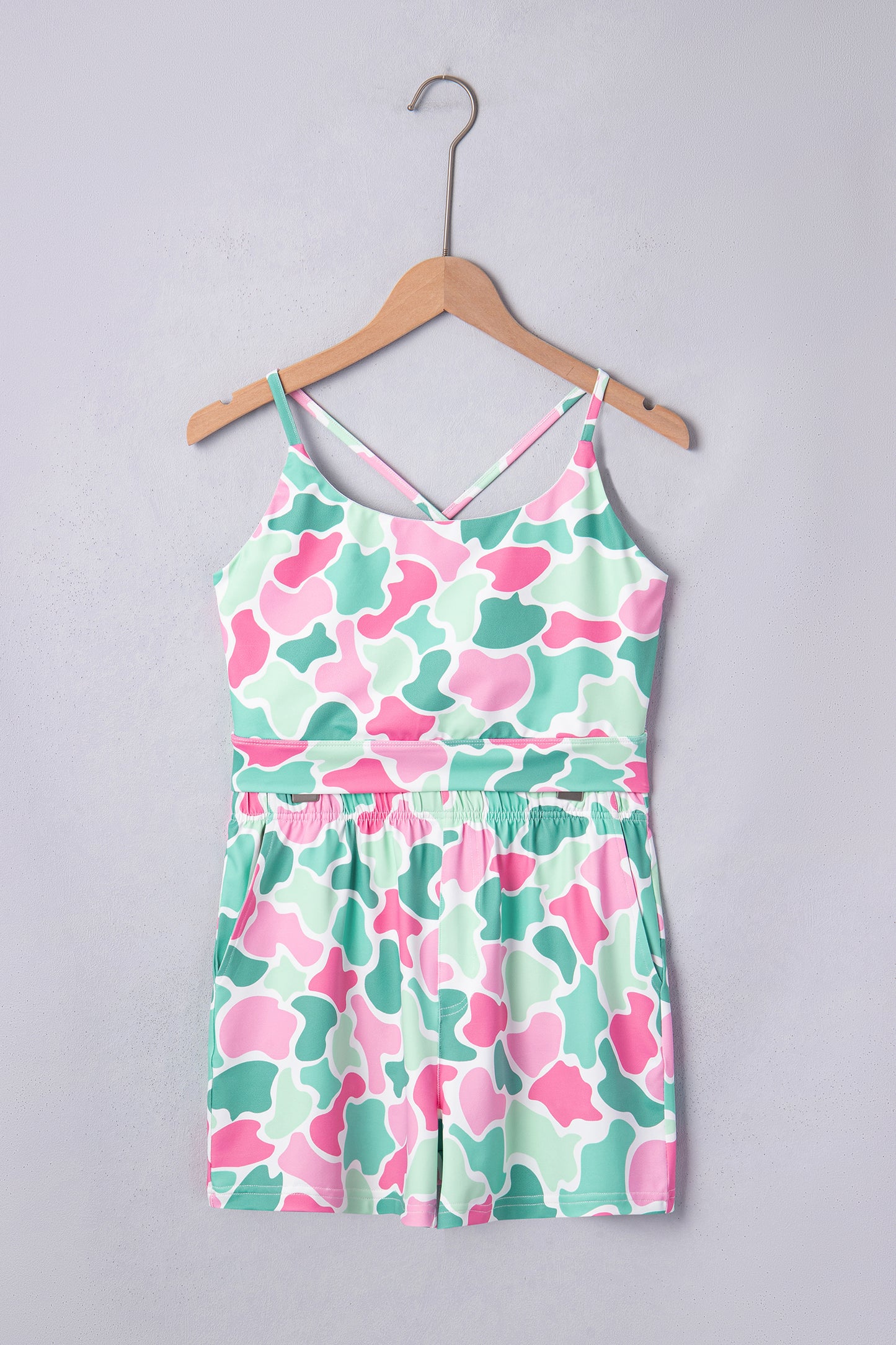Sporty Meets Stunning — The Multicolor Camo Cropped Tank & Shorts Set